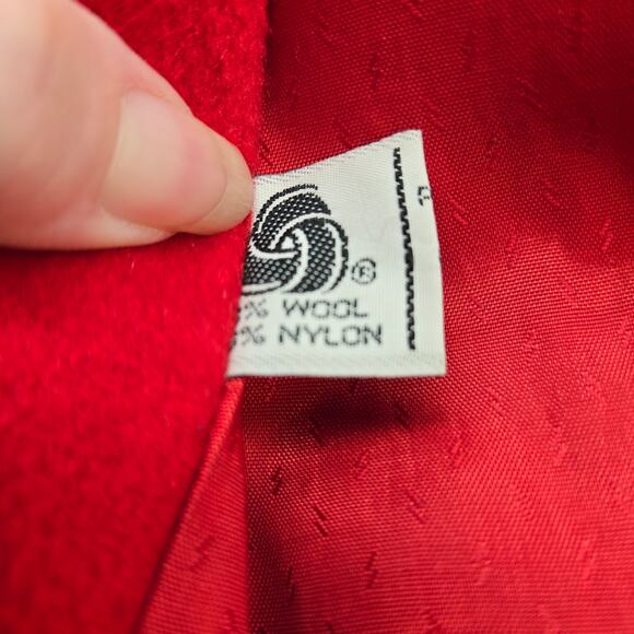 Portrait Women's Red Coat Large L Wool Cuff Misses Size 12 14 Jacket - Picture 4 of 8